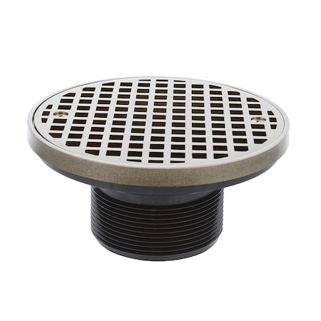 Jones Stephens 3in. IPS PVC Spud with 6in. Nickel Bronze Strainer with Ring D56404